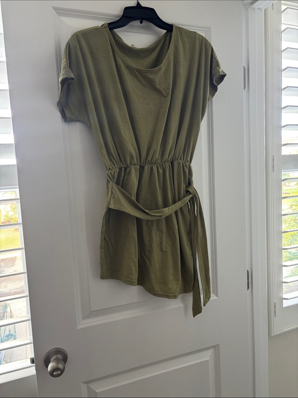 SHEIN Olive Green Short Sleeve Mini Dress